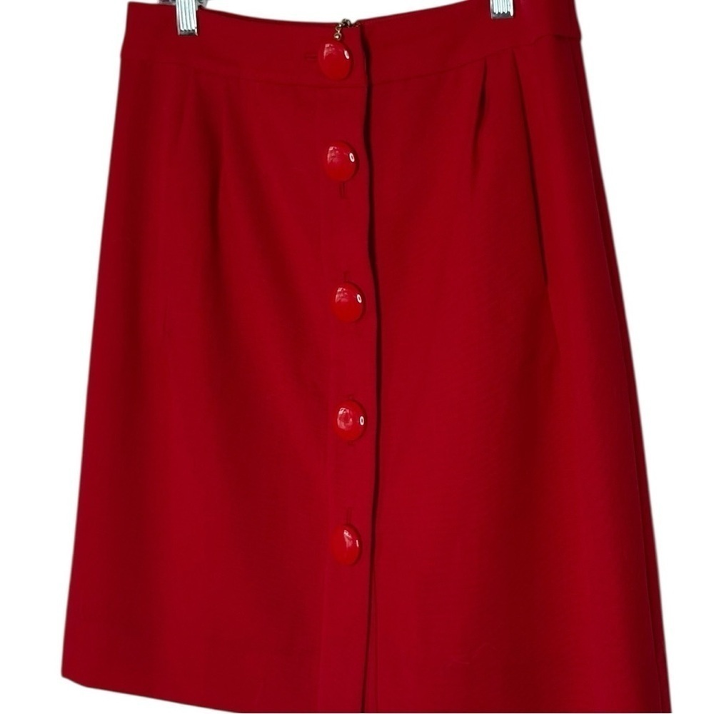 Kate Spade New York Red Wool Button Front Pencil Skirt | Size 10 - Picture 6 of 12